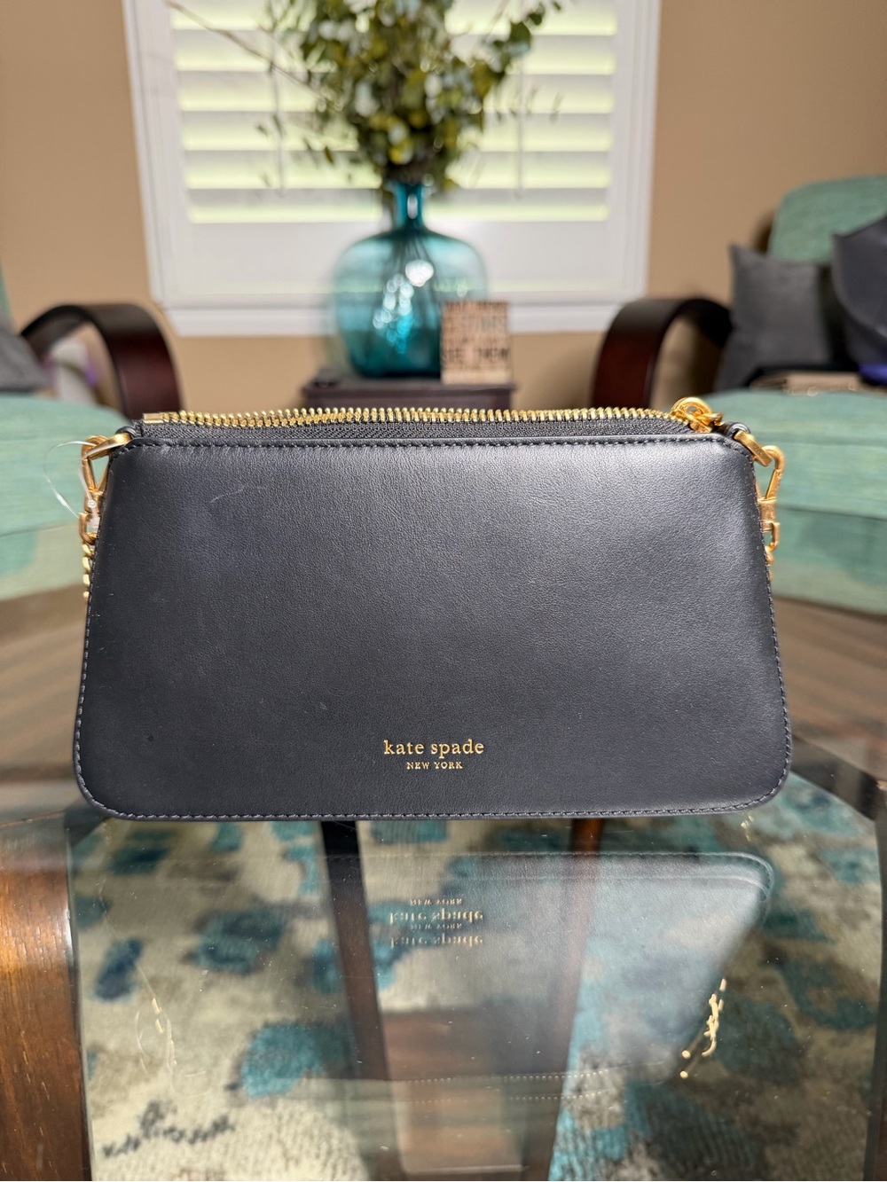 Kate Spade Grace Mini Bag Black Smooth Leather Gold Chain Shoulder Bag Pochette